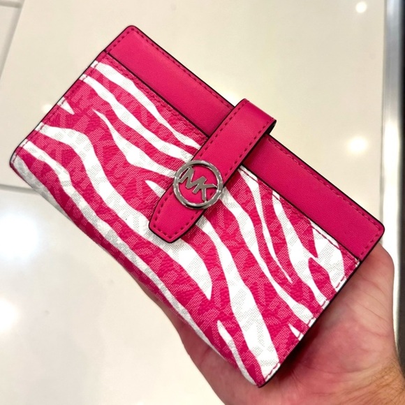 Michael Kors Handbags - Michael Kors Greenwich Medium Signature Logo Wallet Dragonfruit Multi